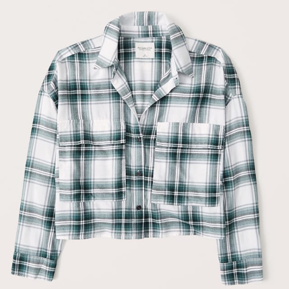 Abercrombie & Fitch Green Plaid Women's Top